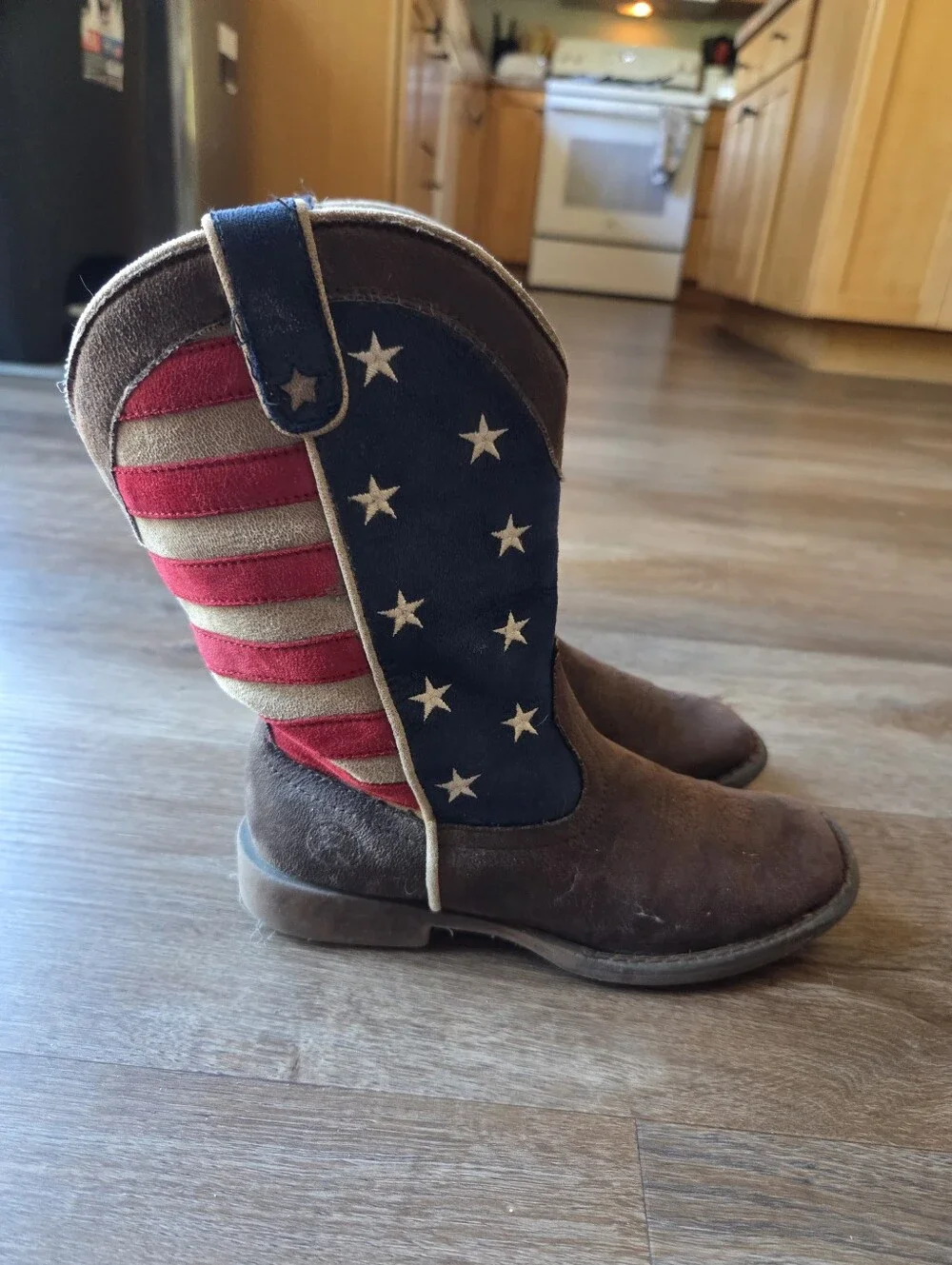 Roper American Patriotic Flag Square Toe Cowboy Mid Calf Boots Little kids 1Y